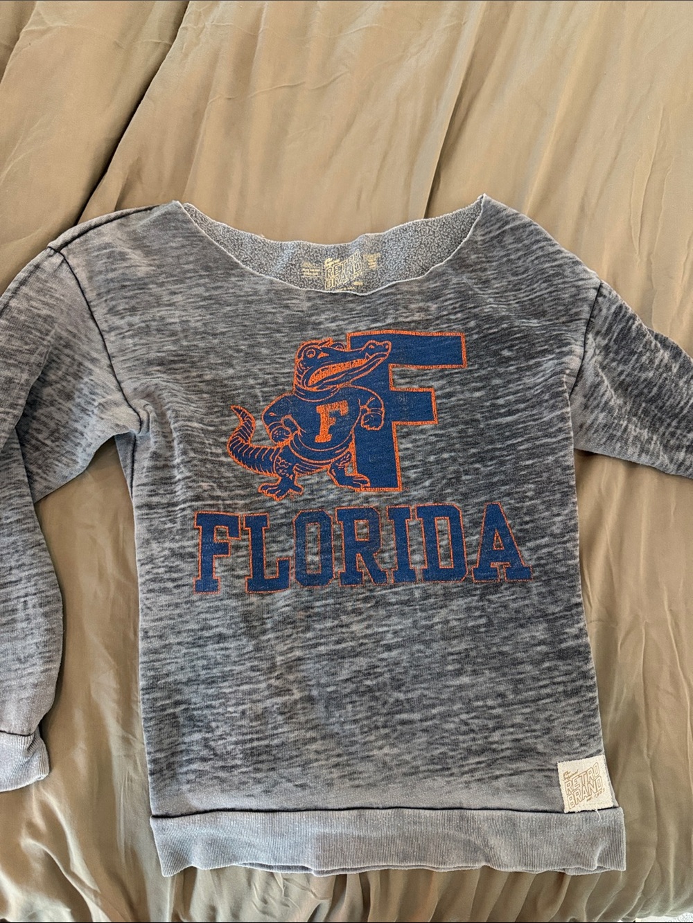 UF Gray Pullover Sweatshirt with Blue and Orange Florida Logo